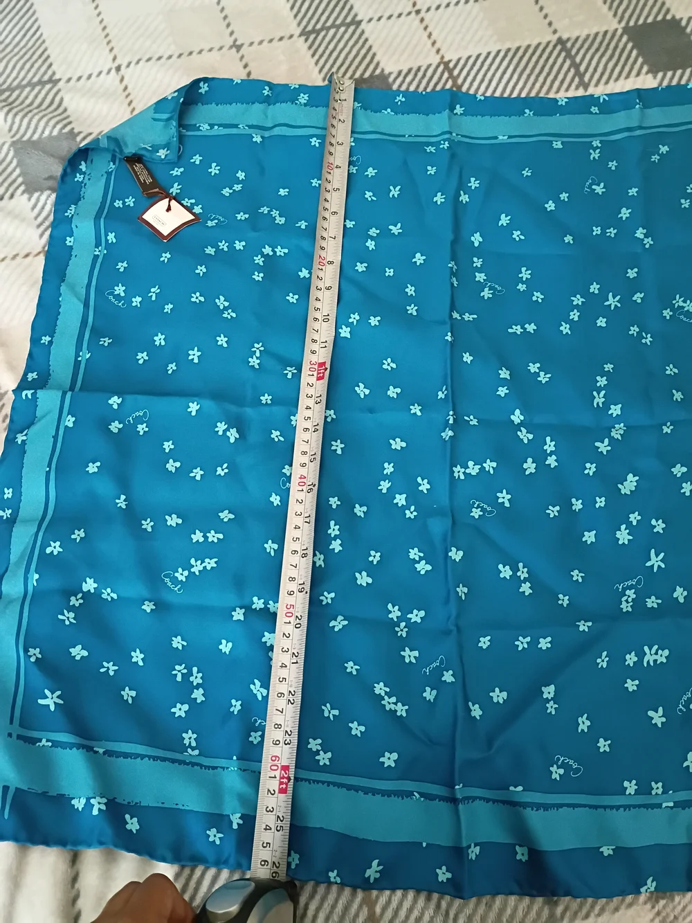 Coach Blue Floral Silk Scarf